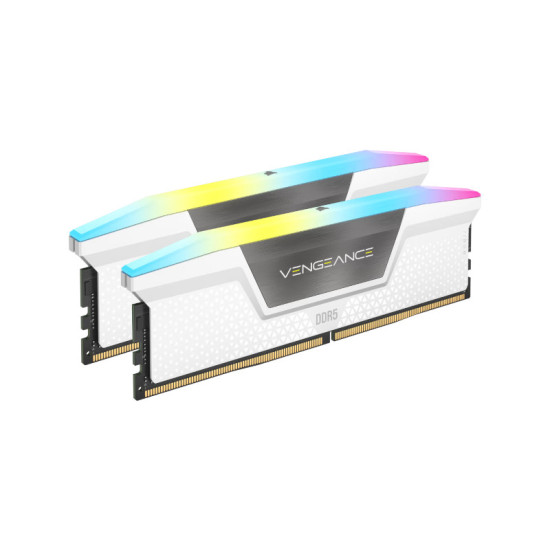 CORSAIR VENGEANCE RGB 64GB (32GBX2) DDR5 6000MHZ C30 MEMORY KIT — WHITE