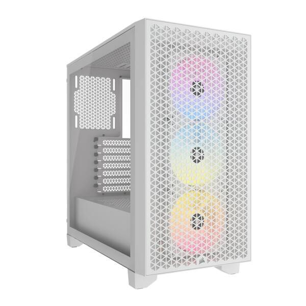 CORSAIR 3000D RGB AIRFLOW MID-TOWER (ATX) CABINET WITH TEMPERED GLASS SIDE PANEL – WHITE (CC-9011256....