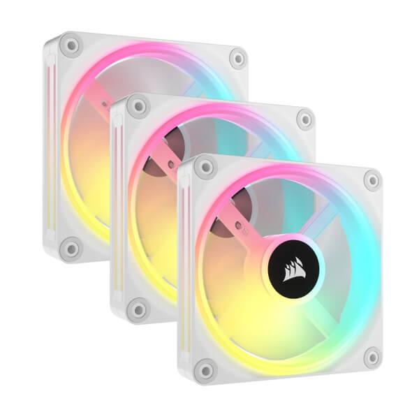 CORSAIR ICUE LINK QX120 RGB 120MM PWM CABINET FAN STARTER KIT WITH ICUE LINK SYSTEM HUB – WHITE TRIP....