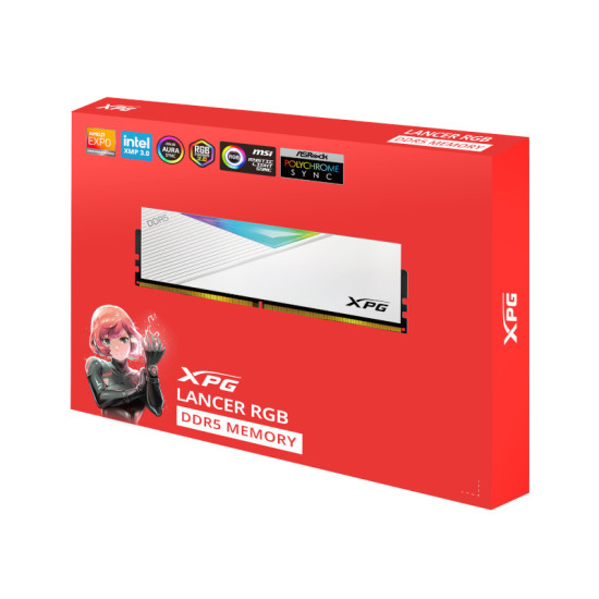 ADATA XPG LANCER RGB 32GB (16GBX2) DDR5 6000MHZ MEMORY - WHITE