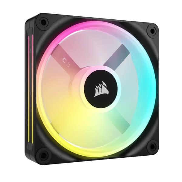 CORSAIR ICUE LINK QX120 RGB, 120MM PWM MAGNETIC DOME BEARING CABINET FAN, EXPANSION KIT – BLACK SING....